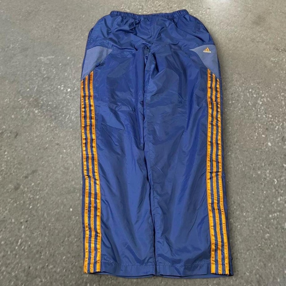 Vintage Adidas Blue Track Pants Mens XL Orange Stripes Retro Athletic Bottoms